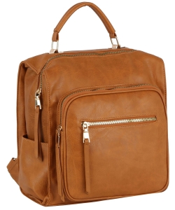 Fashion Top Handle Backpack LM-0327 LIGHT BROWN